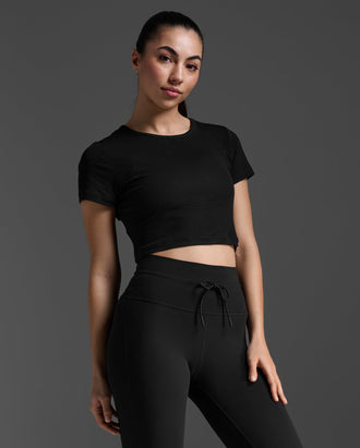 Fluid Ribbed Crop Tee