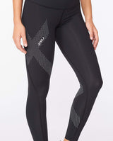 2xu Malaysia Motion Mid Rise Compression Tights Black Dotted Reflective Front Zoomed
