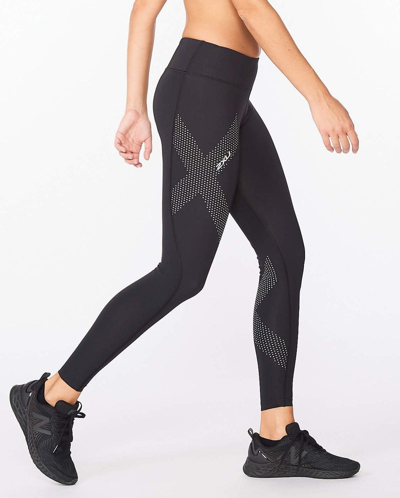 2xu Malaysia Motion Mid Rise Compression Tights Black Dotted Reflective Side