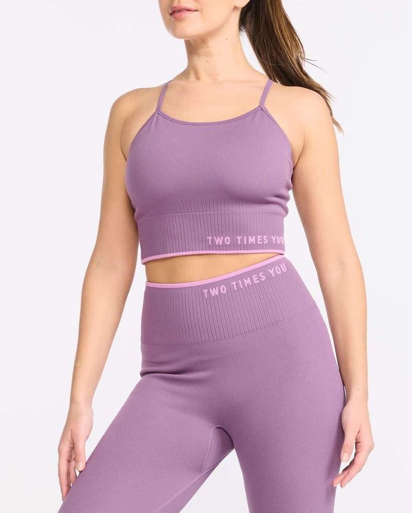 2xu Malaysia Engineered Long Line Crop Orchid Mist Front