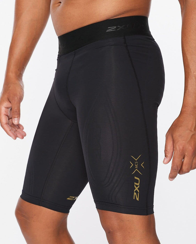 2xu Malaysia Force Compression Shorts Black Gold Front Angled Zoomed