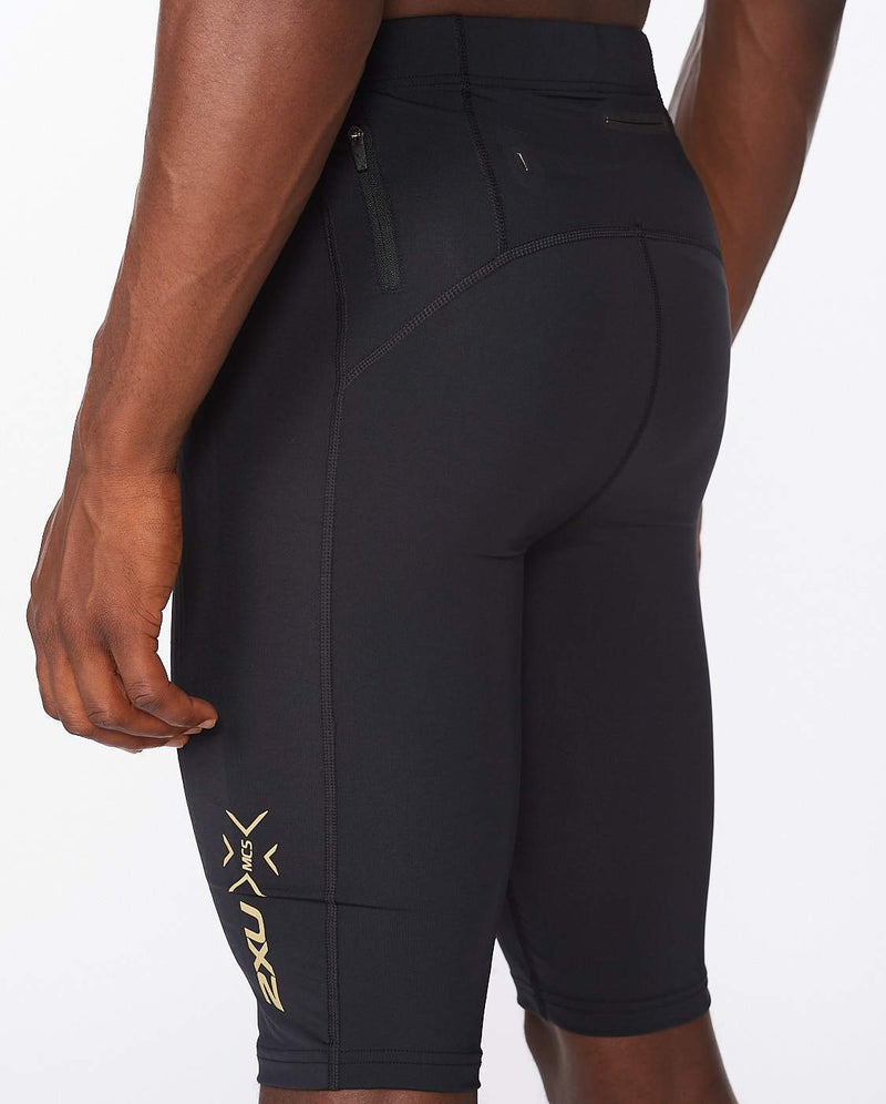 2xu Malaysia Light Speed Compression Shorts Black Gold Reflective Back Zoomed