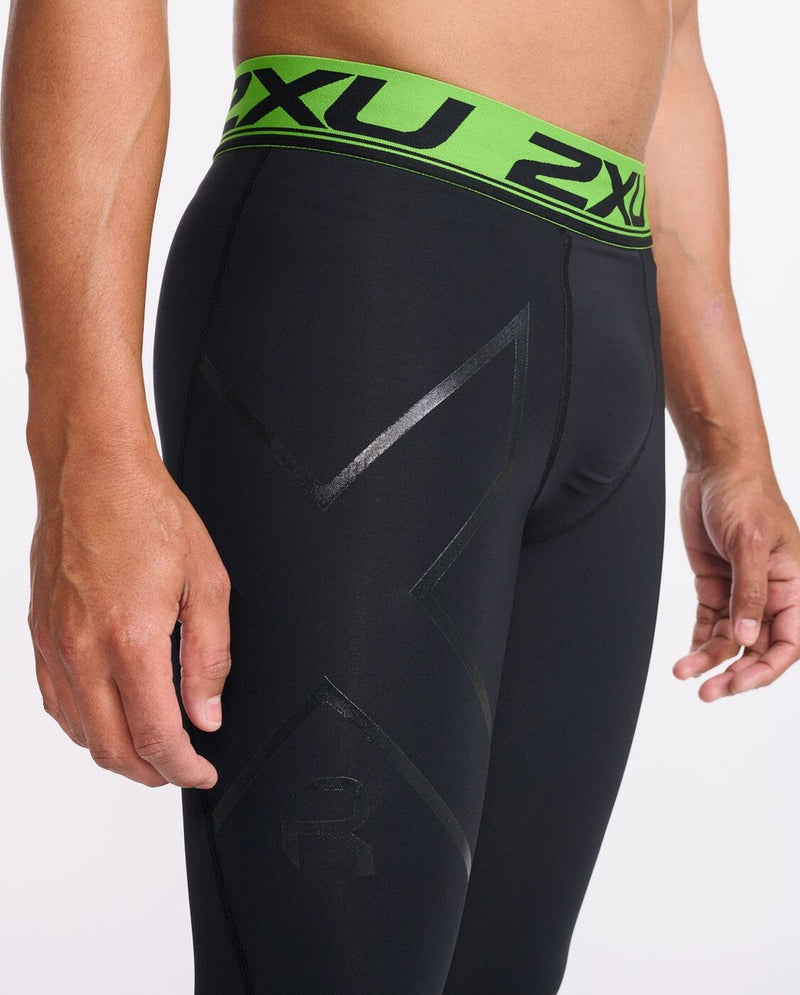 2XU Men's Elite Power Recovery Compression Tights X-Large Black/Green