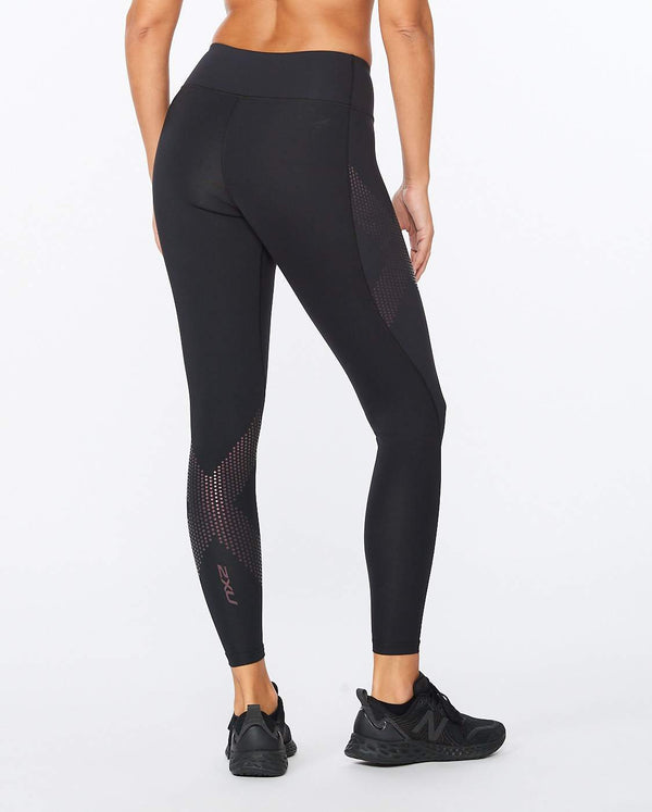 2xu Malaysia Motion Mid Rise Compression Tights Black Cranberry Back