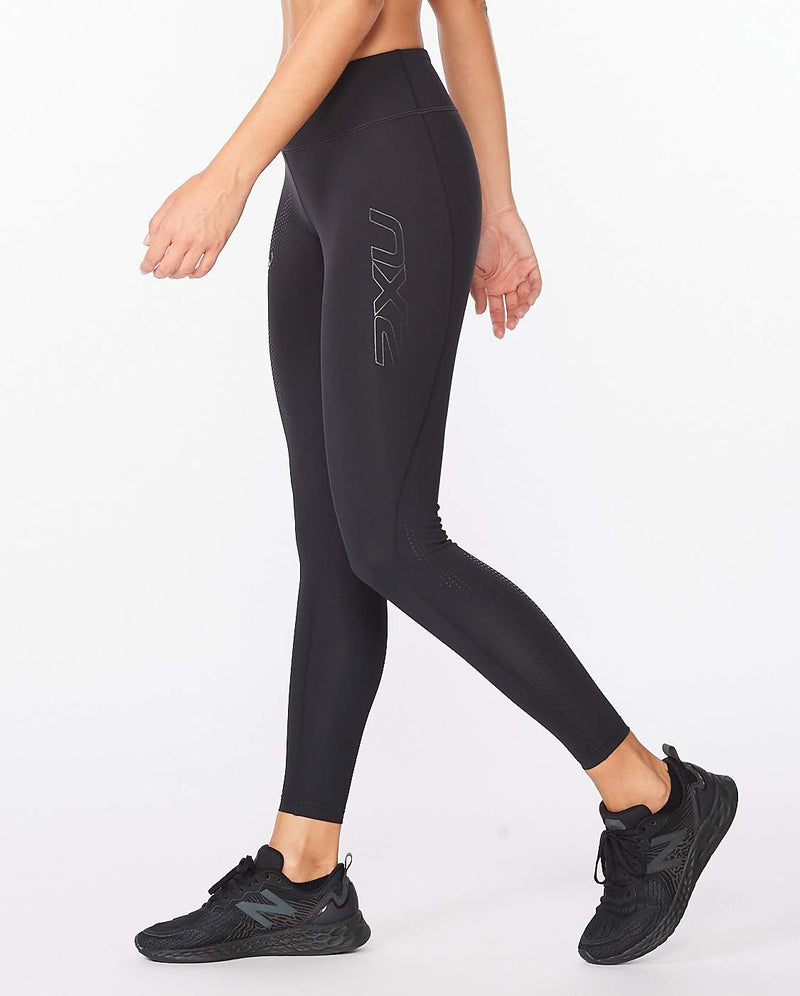 2xu Malaysia Motion Mid Rise Compression Tights Black Dotted Logo Side